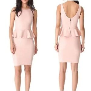 Alice + Olivia Blush Pink Metallic Peplum Tracey Sleeveless Sheath Dress Size 6